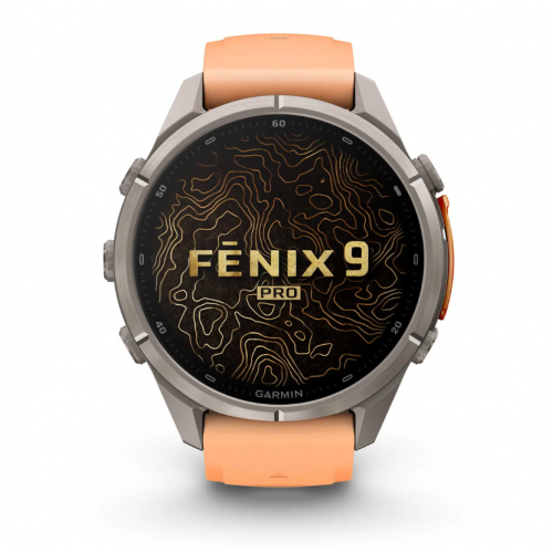 Garmin Fenix 9 Pro inReach 43mm AMOLED Titanium with Shell Pink/Autumn Orange Silicone Band 010-04335-00