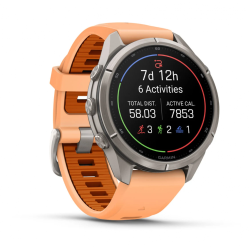 Garmin Fenix 9 Pro inReach 43mm AMOLED Titanium with Shell Pink/Autumn Orange Silicone Band 010-04335-00