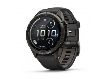 Garmin Fenix 9 Pro 43mm AMOLED inReach Carbon Gray DLC Titanium with Black/Pebble Gray Silicone Band 010-04335-10