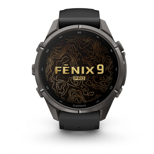 Garmin Fenix 9 Pro 43mm AMOLED inReach Carbon Gray DLC Titanium with Black/Pebble Gray Silicone Band 010-04335-10