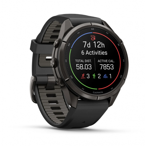 Garmin Fenix 9 Pro 43mm AMOLED inReach Carbon Gray DLC Titanium with Black/Pebble Gray Silicone Band 010-04335-10