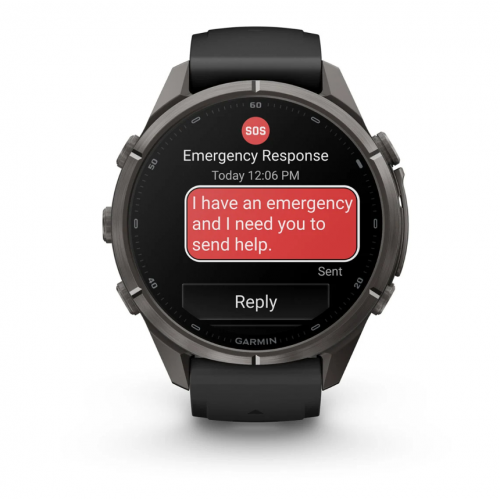 Garmin Fenix 9 Pro 43mm AMOLED inReach Carbon Gray DLC Titanium with Black/Pebble Gray Silicone Band 010-04335-10