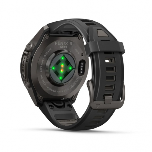 Garmin Fenix 9 Pro 43mm AMOLED inReach Carbon Gray DLC Titanium with Black/Pebble Gray Silicone Band 010-04335-10