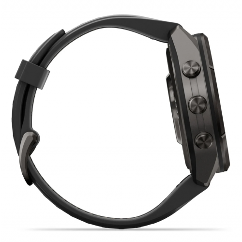 Garmin Fenix 9 Pro 43mm AMOLED Carbon Gray DLC Titanium with Black/Pebble Gray Silicone Band 010-04335-15