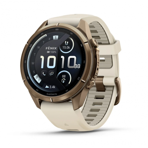 Garmin Fenix 9 Pro 43mm AMOLED inReach Autumn Gold Titanium with Cream/French Gray Silicone Band 010-04335-20