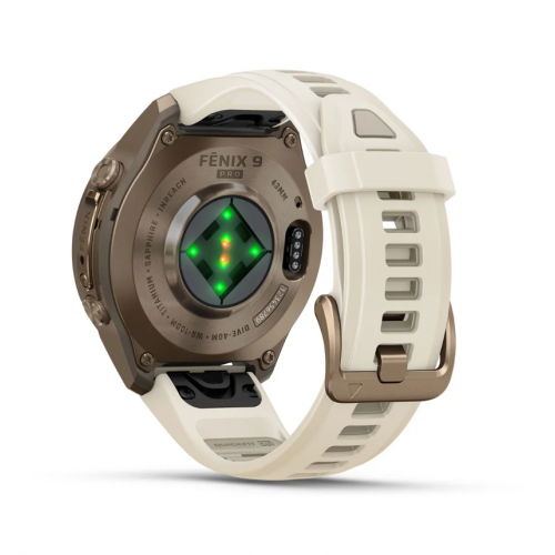 Garmin Fenix 9 Pro 43mm AMOLED inReach Autumn Gold Titanium with Cream/French Gray Silicone Band 010-04335-20