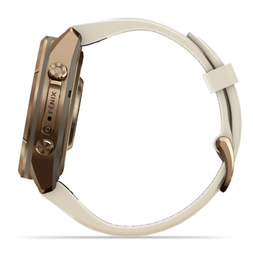 Garmin Fenix 9 Pro 43mm AMOLED inReach Autumn Gold Titanium with Cream/French Gray Silicone Band 010-04335-20