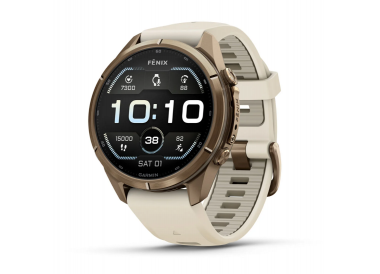 Garmin Fenix 9 Pro 43mm AMOLED Autumn Gold Titanium with Cream/French Gray Silicone Band 010-04335-25