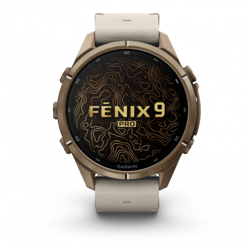 Garmin Fenix 9 Pro 43mm AMOLED inReach Autumn Gold Titanium with Bone Leather Band 010-04335-40