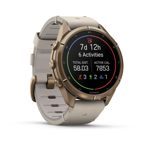 Garmin Fenix 9 Pro 43mm AMOLED inReach Autumn Gold Titanium with Bone Leather Band 010-04335-40