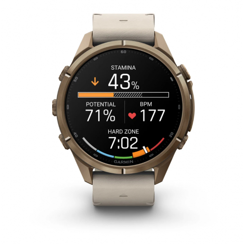 Garmin Fenix 9 Pro 43mm AMOLED inReach Autumn Gold Titanium with Bone Leather Band 010-04335-40