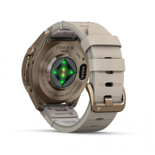 Garmin Fenix 9 Pro 43mm AMOLED inReach Autumn Gold Titanium with Bone Leather Band 010-04335-40