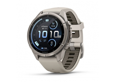 Garmin Fenix 9 Pro 43mm AMOLED inReach Titanium with Fog Gray/Dark Sandstone Silicone Band 010-04335-80
