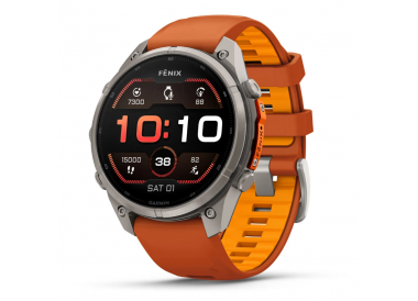 Garmin Fenix 9 Pro 47mm AMOLED Titanium with Autumn Orange/Spark Orange Silicone Band 010-04336-05