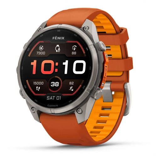 Garmin Fenix 9 Pro 47mm AMOLED Titanium with Autumn Orange/Spark Orange Silicone Band 010-04336-05
