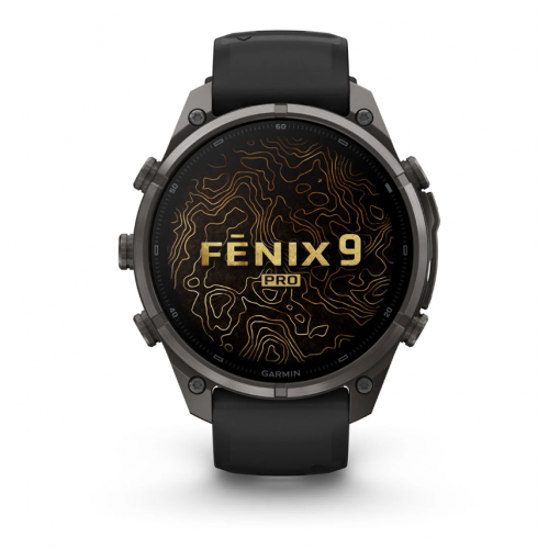 Garmin Fenix 9 Pro 47mm AMOLED Carbon Gray DLC Titanium with Black/Pebble Gray Silicone Band 010-04336-15