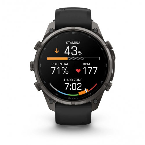 Garmin Fenix 9 Pro 47mm AMOLED Carbon Gray DLC Titanium with Black/Pebble Gray Silicone Band 010-04336-15