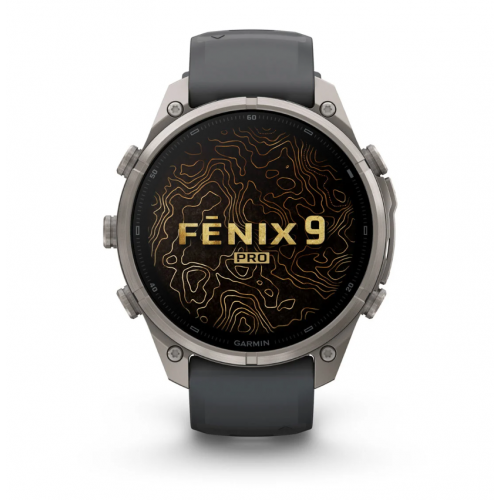 Garmin Fenix 9 Pro 47mm AMOLED Titanium with Graphite/Black Silicone Band 010-04336-25