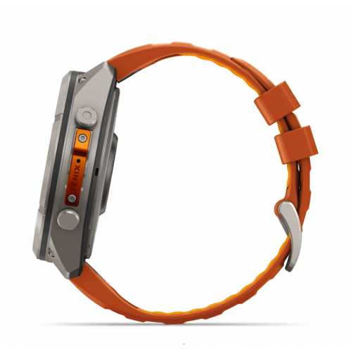 Garmin Fenix 9 AMOLED, Pro + inReach, 51 мм, Titanium, Autumn Orange / Spark Orange Silicone 010-04337-00