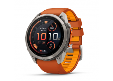 Garmin Fenix 9 AMOLED, Pro + inReach, 51 мм, Titanium, Autumn Orange / Spark Orange Silicone 010-04337-00