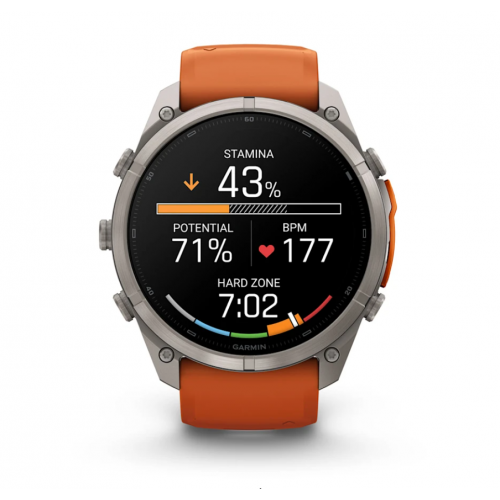 Garmin Fenix 9 AMOLED, Pro + inReach, 51 мм, Titanium, Autumn Orange / Spark Orange Silicone 010-04337-00