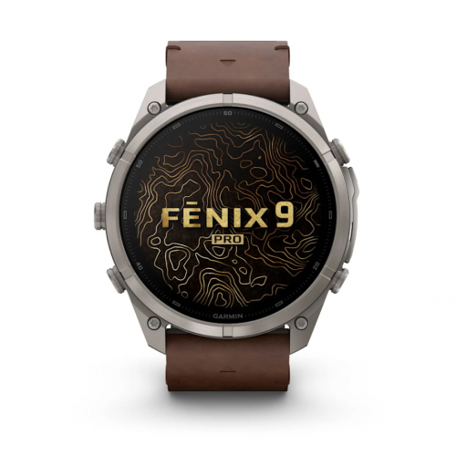 Garmin Fenix 9 AMOLED, Pro + inReach, 51 мм, Titanium, Walnut Leather 010-04337-40