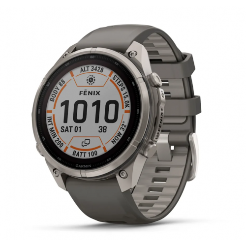 Garmin Fenix 9 Solar Pro inReach 47 mm Titanium, Pebble Gray / Silver Gray Silicone 010-04338-00