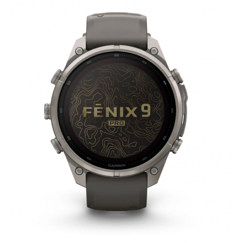 Garmin Fenix 9 Pro 47mm Solar Titanium with Pebble Gray/Silver Gray Silicone Band 010-04338-05