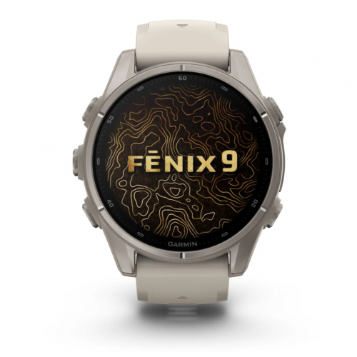 Garmin Fenix 9 43mm AMOLED Titanium with Fog Gray Silicone Band 010-04761-00