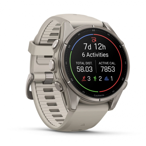 Garmin Fenix 9 43mm AMOLED Titanium with Fog Gray Silicone Band 010-04761-00