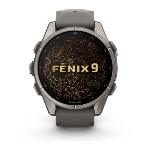 Garmin Fenix 9 43mm AMOLED Titanium with Pebble Gray Silicone Band 010-04761-10