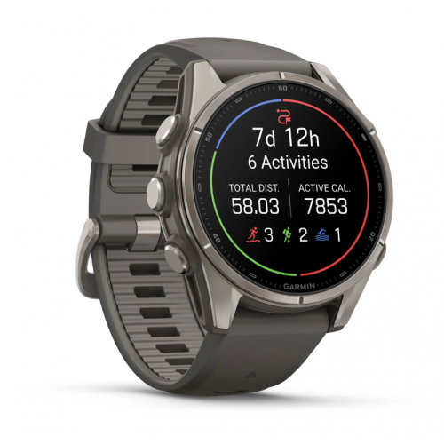 Garmin Fenix 9 43mm AMOLED Titanium with Pebble Gray Silicone Band 010-04761-10