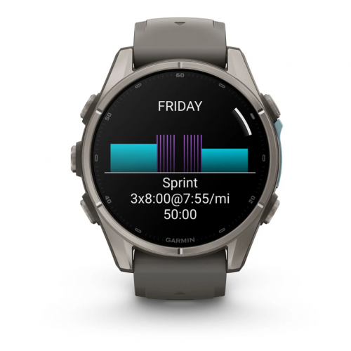 Garmin Fenix 9 43mm AMOLED Titanium with Pebble Gray Silicone Band 010-04761-10