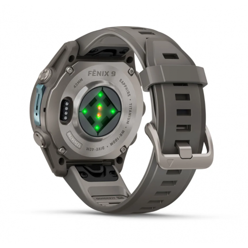 Garmin Fenix 9 43mm AMOLED Titanium with Pebble Gray Silicone Band 010-04761-10