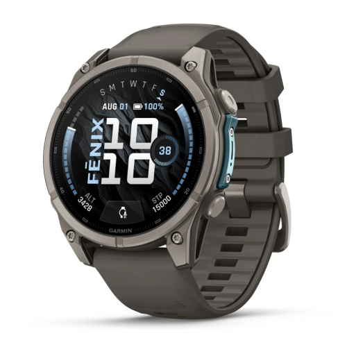 Garmin Fenix 9 47mm AMOLED Titanium with Pebble Gray Silicone Band 010-04762-00