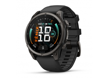 Garmin Fenix 9 47mm AMOLED Carbon Gray DLC Titanium with Black Silicone Band 010-04762-10