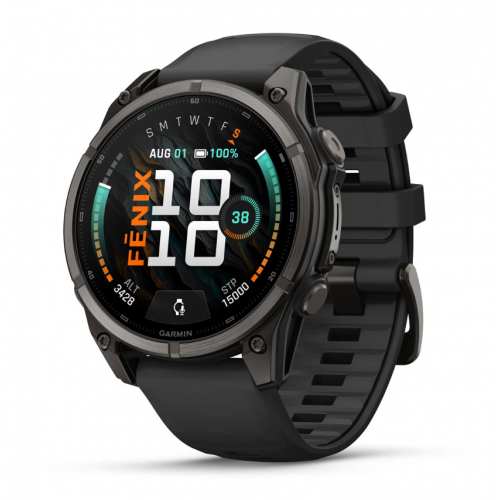 Garmin Fenix 9 47mm AMOLED Carbon Gray DLC Titanium with Black Silicone Band 010-04762-10