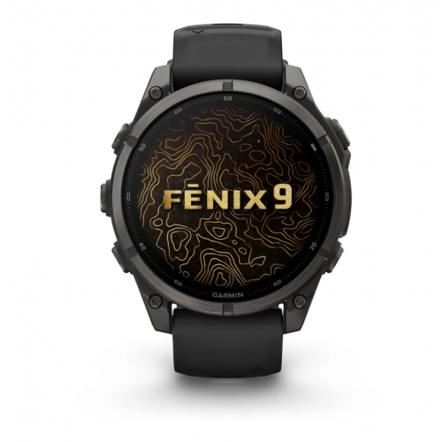 Garmin Fenix 9 47mm AMOLED Carbon Gray DLC Titanium with Black Silicone Band 010-04762-10