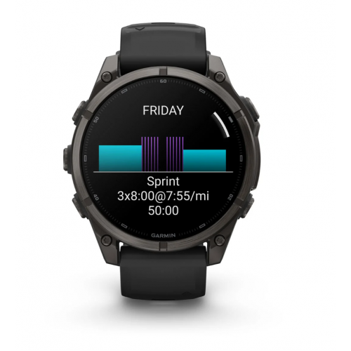 Garmin Fenix 9 47mm AMOLED Carbon Gray DLC Titanium with Black Silicone Band 010-04762-10