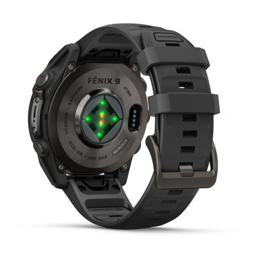 Garmin Fenix 9 47mm AMOLED Carbon Gray DLC Titanium with Black Silicone Band 010-04762-10
