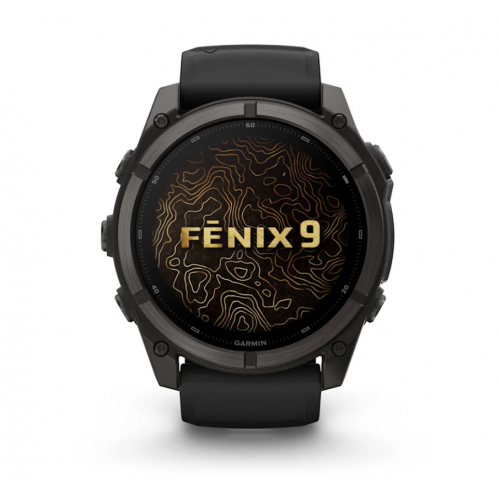 Garmin Fenix 9 AMOLED 51 mm Carbon Gray DLC Titanium, Black Silicone 010-04763-10