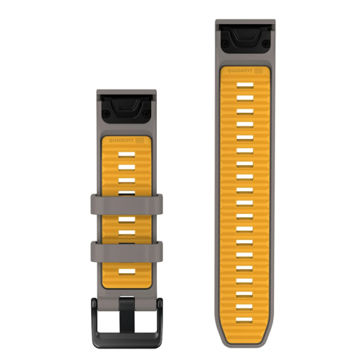 QuickFit 22 Watch Bands SILVER GRAY/YELLOW FLARE SILICONE 010-14507-02