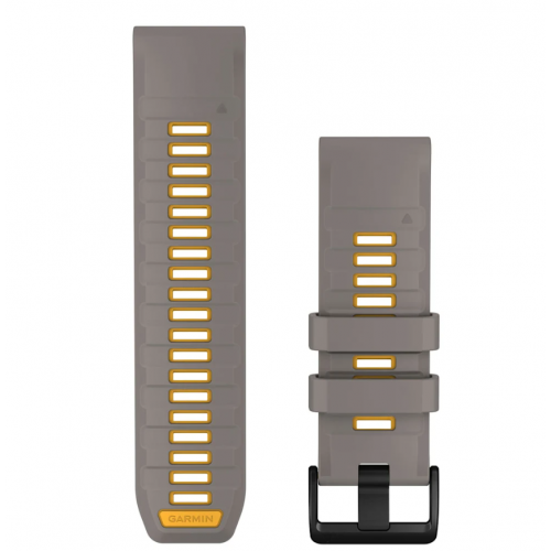 QuickFit 26 Watch Bands SILVER GRAY/YELLOW FLARE SILICONE 010-14508-02
