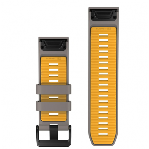 QuickFit 26 Watch Bands SILVER GRAY/YELLOW FLARE SILICONE 010-14508-02